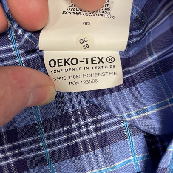 Men's TOMMY HILFIGER Slim Fit Blue Plaid Button-down Dress Shirt-‎ Size L - Picture 6 of 10